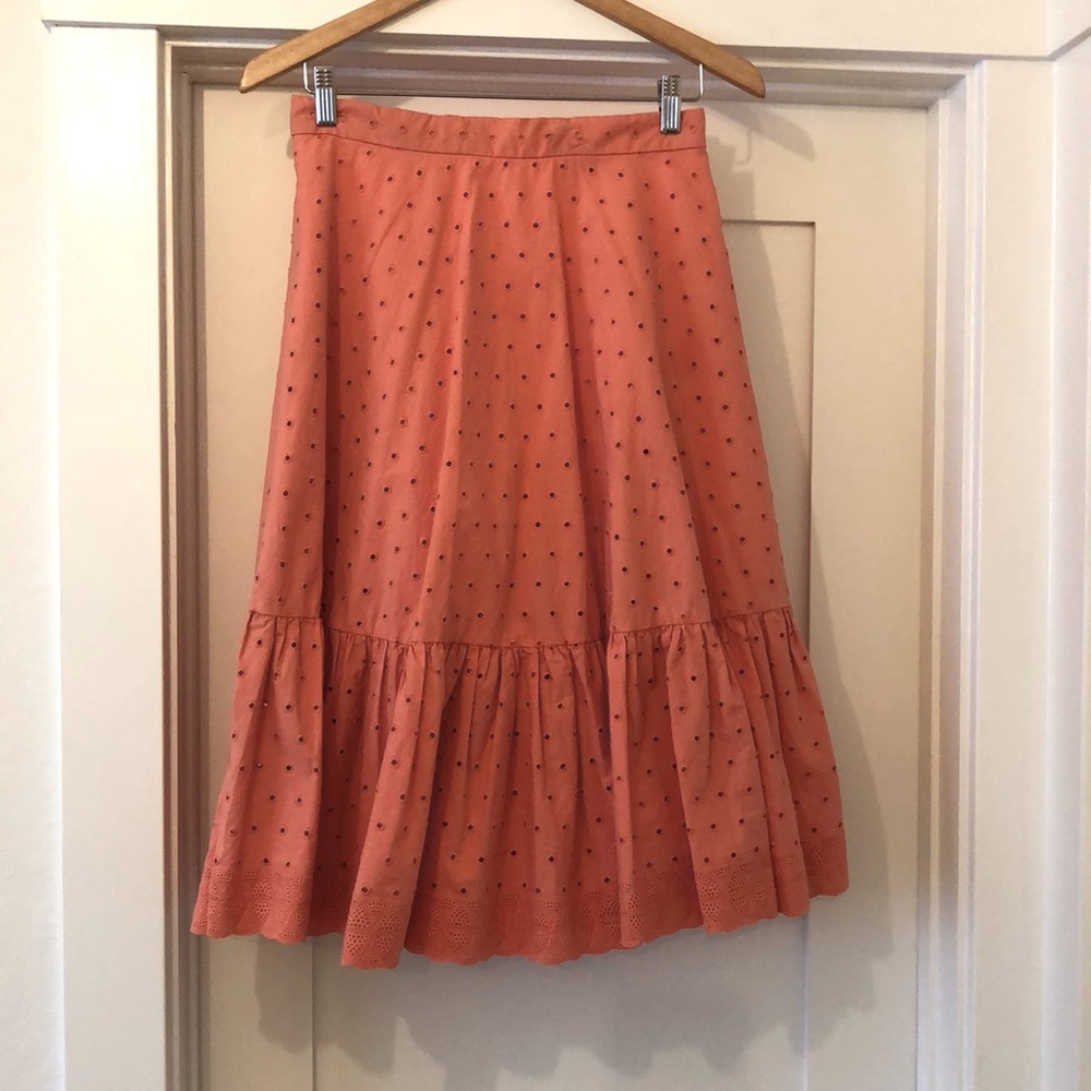 J.CREW TIERED MIDI SKIRT IN EYELET POPLYN G1873